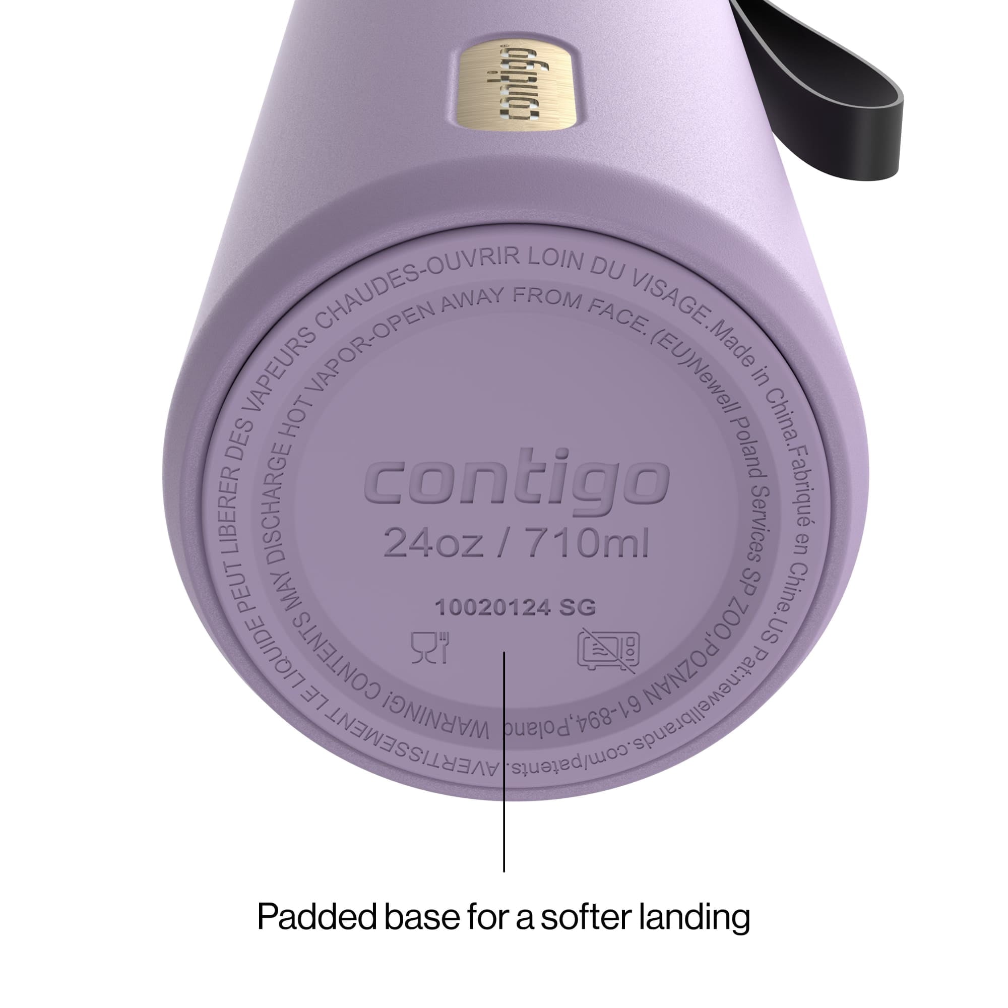Contigo SnapSeal Leakproof Stainless Steel Reusable Water Bottle with Carrying Strap, Dark Blue/Bronze, 24 oz