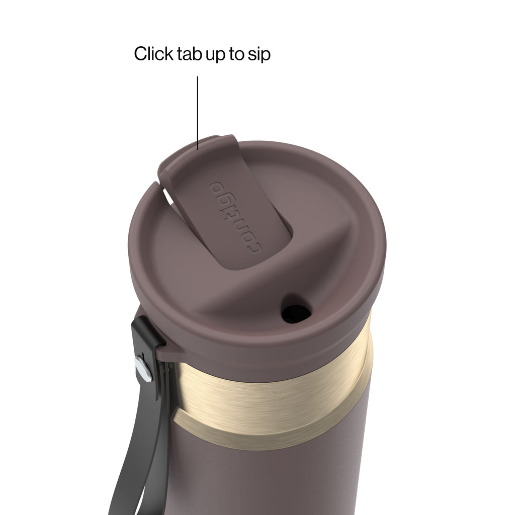 Contigo SnapSeal Leakproof Stainless Steel Reusable Water Bottle with Carrying Strap, Dark Blue/Bronze, 24 oz