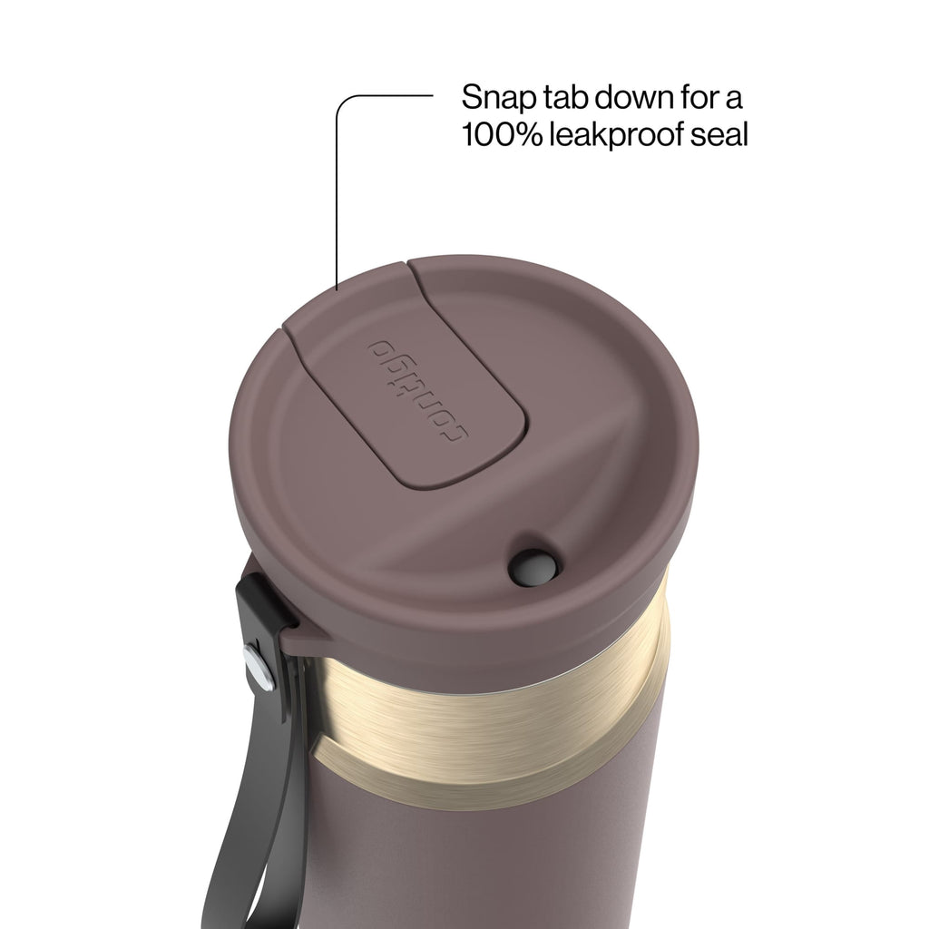 Contigo SnapSeal Leakproof Stainless Steel Reusable Water Bottle with Carrying Strap, Dark Blue/Bronze, 24 oz
