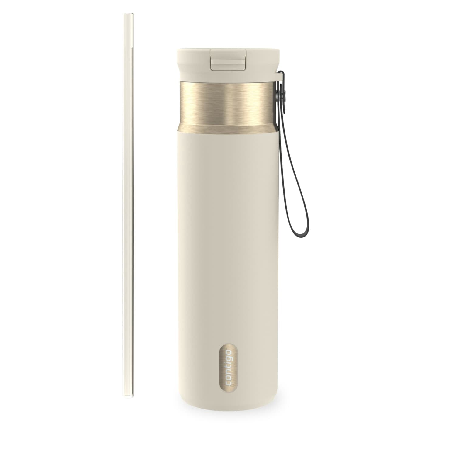 Contigo SnapSeal Leakproof Stainless Steel Reusable Water Bottle with Carrying Strap, Dark Blue/Bronze, 24 oz