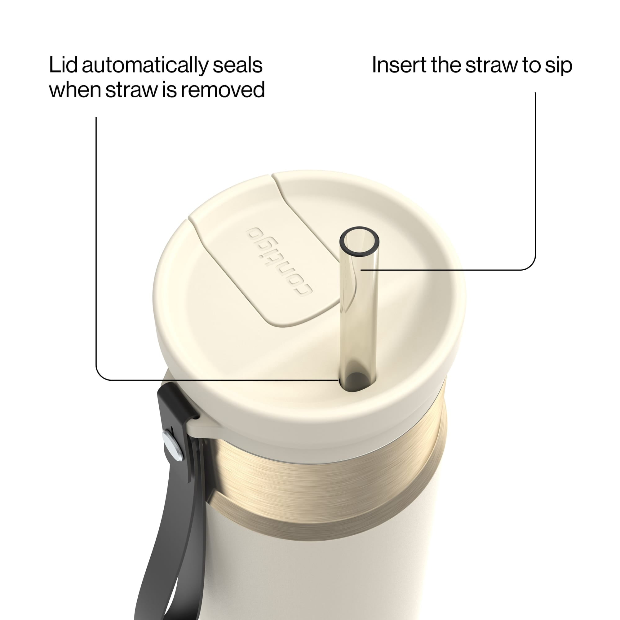 Contigo SnapSeal Leakproof Stainless Steel Reusable Water Bottle with Carrying Strap, Dark Blue/Bronze, 24 oz