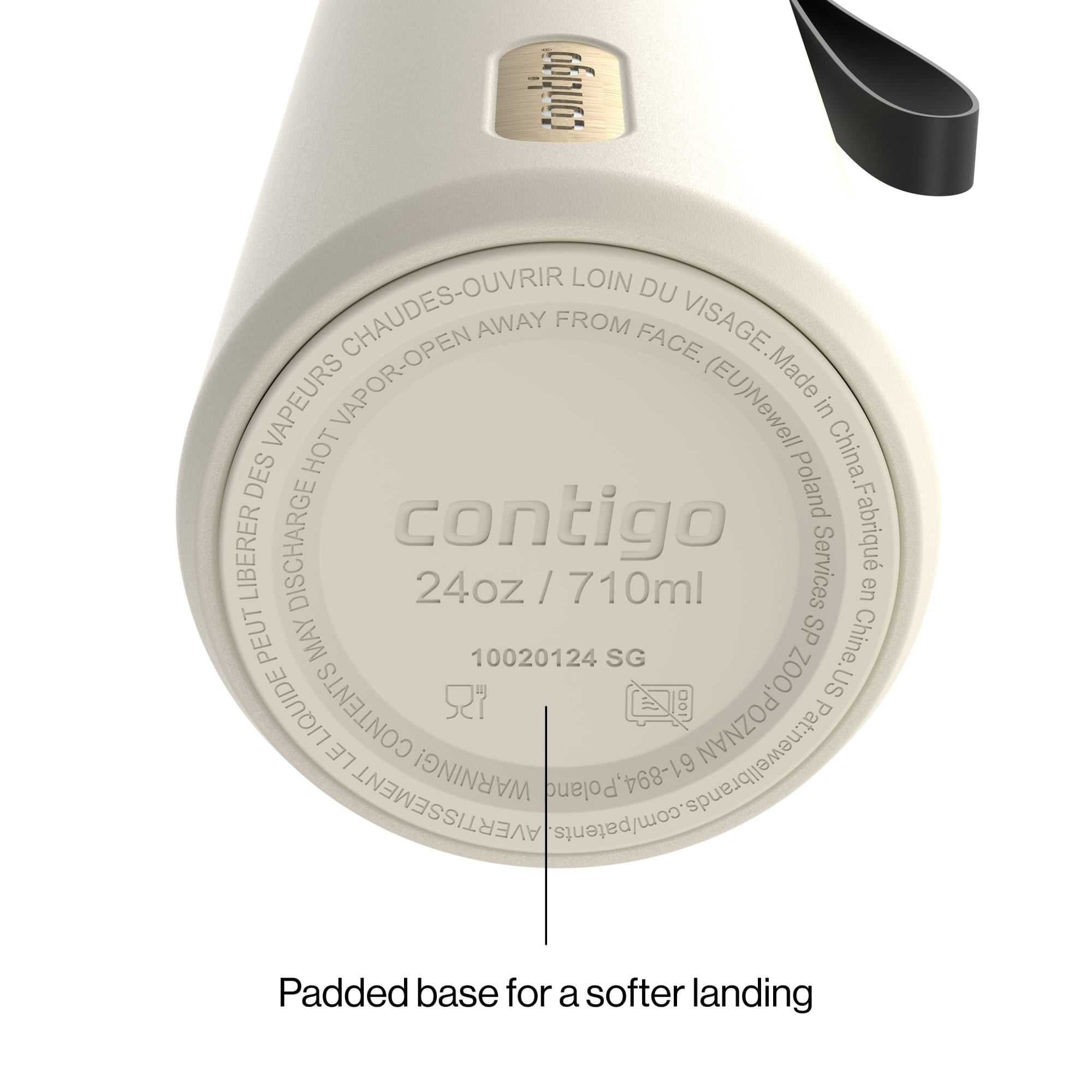 Contigo SnapSeal Leakproof Stainless Steel Reusable Water Bottle with Carrying Strap, Dark Blue/Bronze, 24 oz
