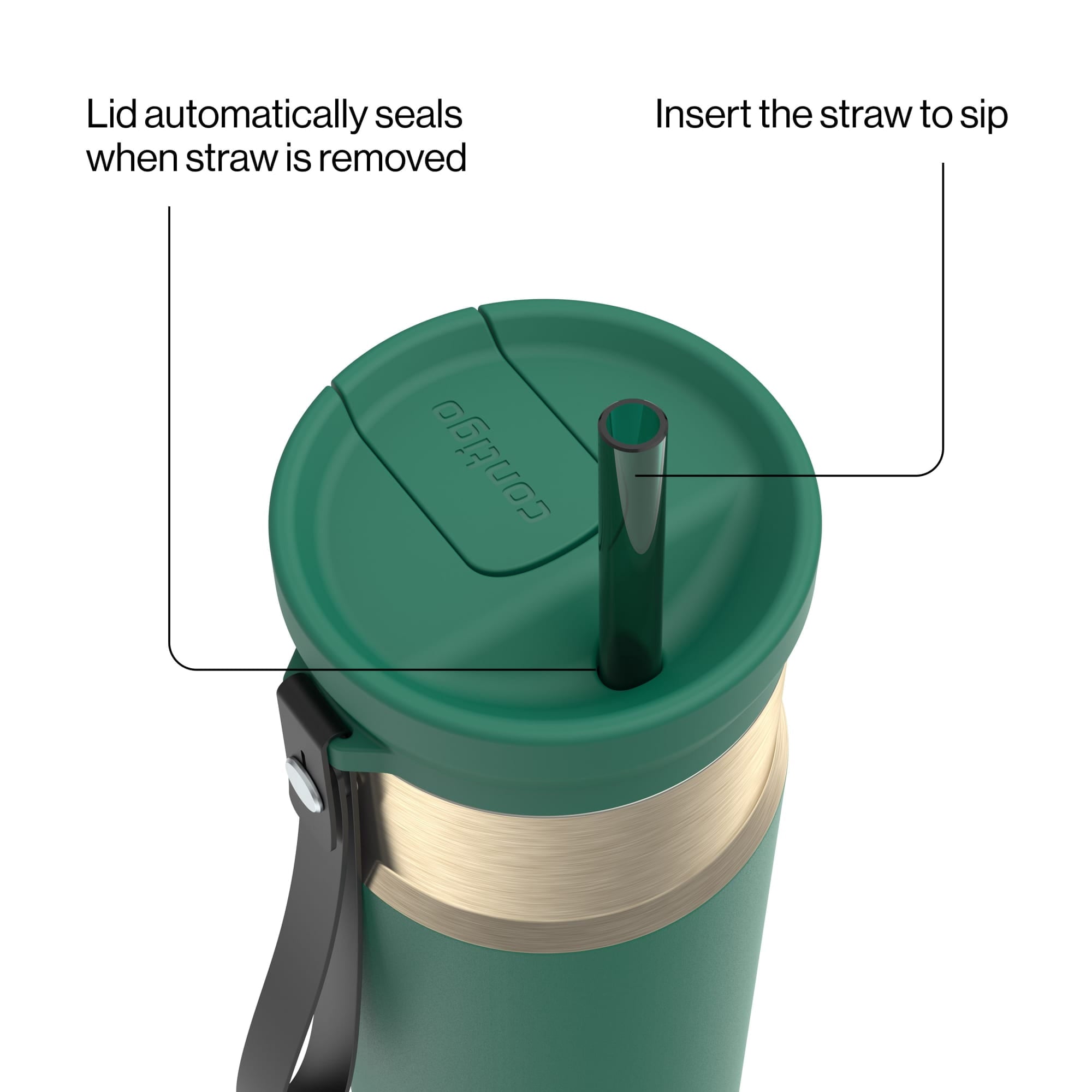 Contigo SnapSeal Leakproof Stainless Steel Reusable Water Bottle with Carrying Strap, Dark Blue/Bronze, 24 oz