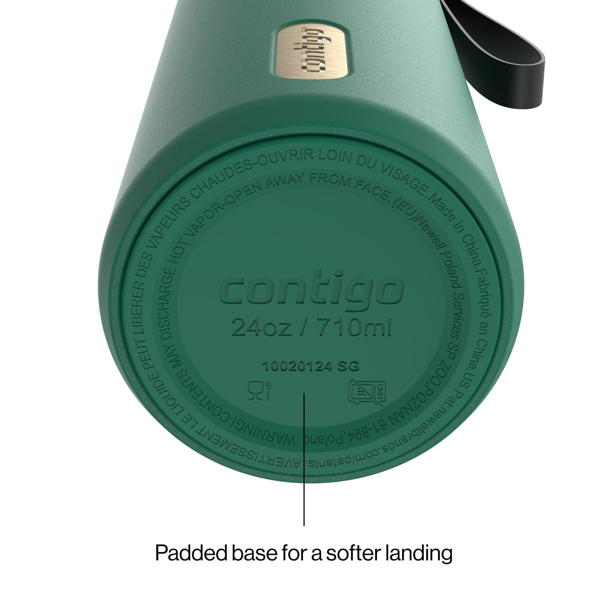 Contigo SnapSeal Leakproof Stainless Steel Reusable Water Bottle with Carrying Strap, Dark Blue/Bronze, 24 oz