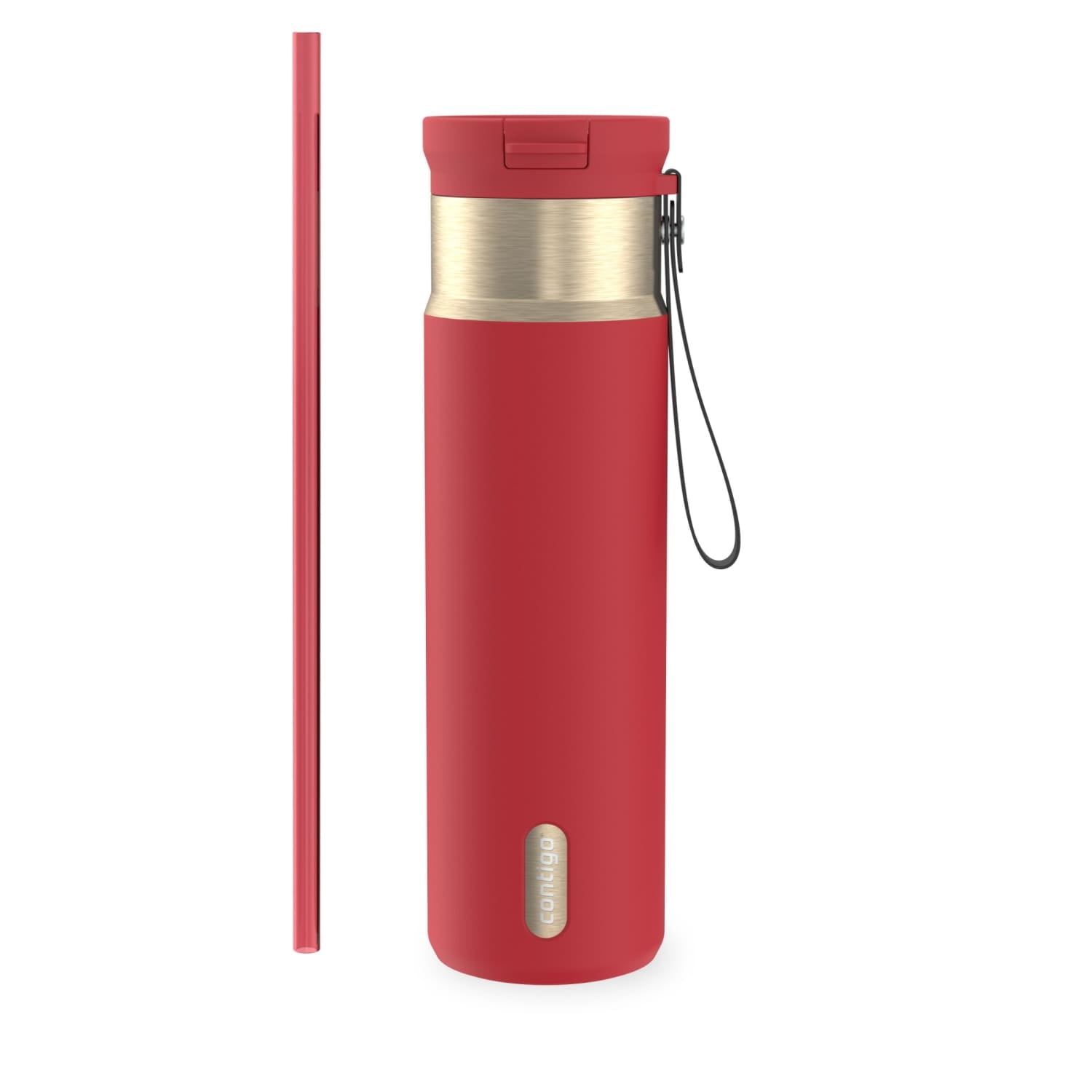 Contigo SnapSeal Leakproof Stainless Steel Reusable Water Bottle with Carrying Strap, Dark Blue/Bronze, 24 oz