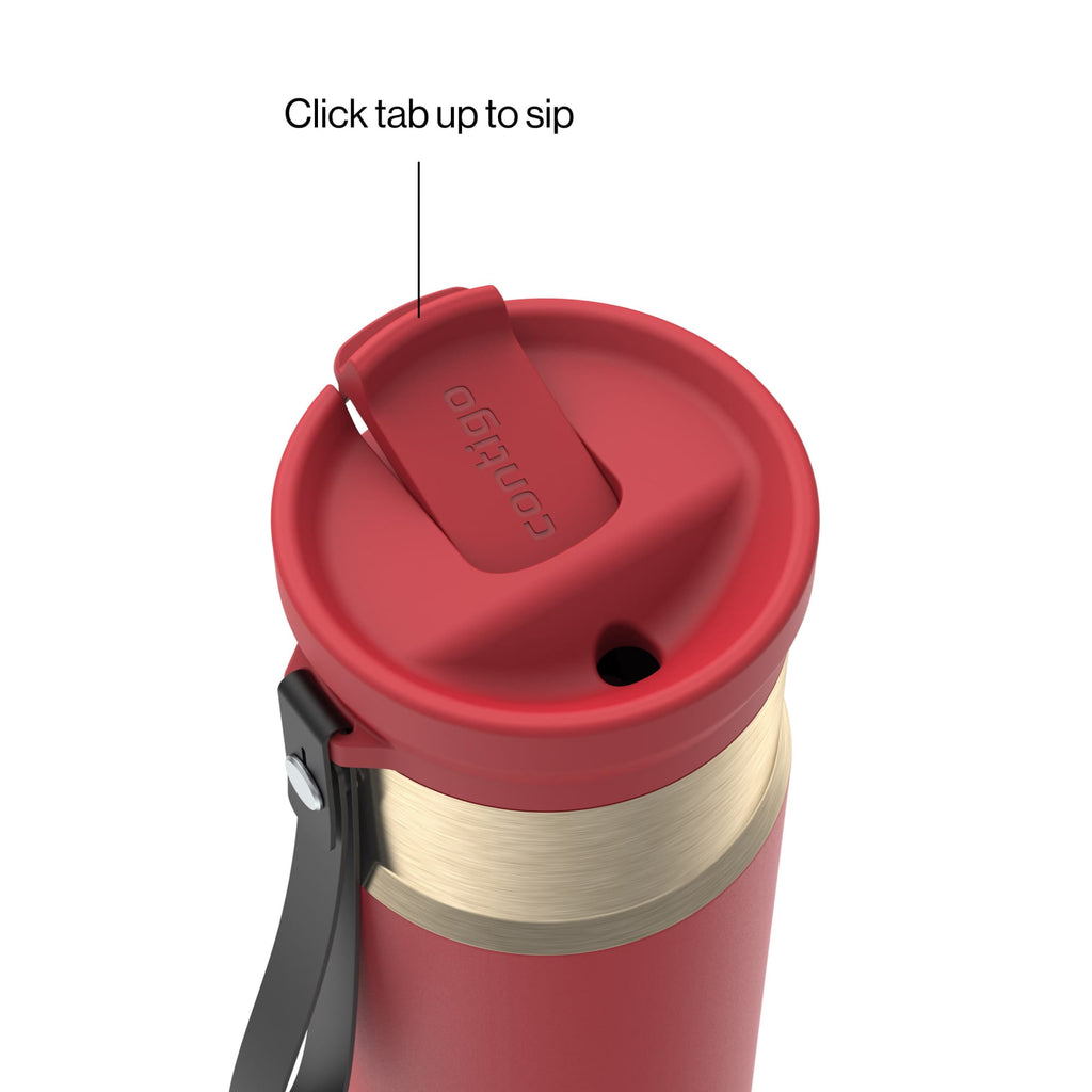 Contigo SnapSeal Leakproof Stainless Steel Reusable Water Bottle with Carrying Strap, Dark Blue/Bronze, 24 oz
