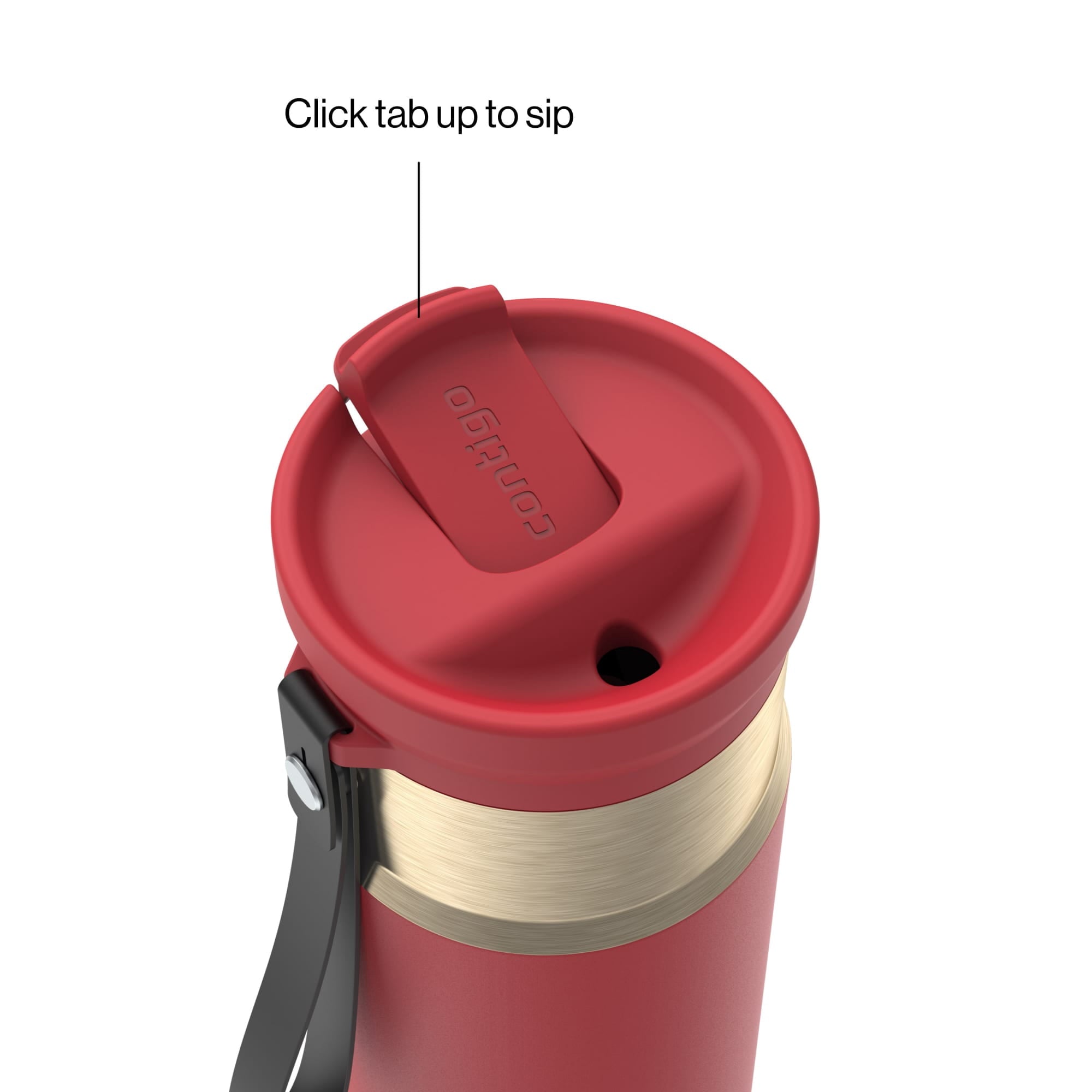 Contigo SnapSeal Leakproof Stainless Steel Reusable Water Bottle with Carrying Strap, Dark Blue/Bronze, 24 oz