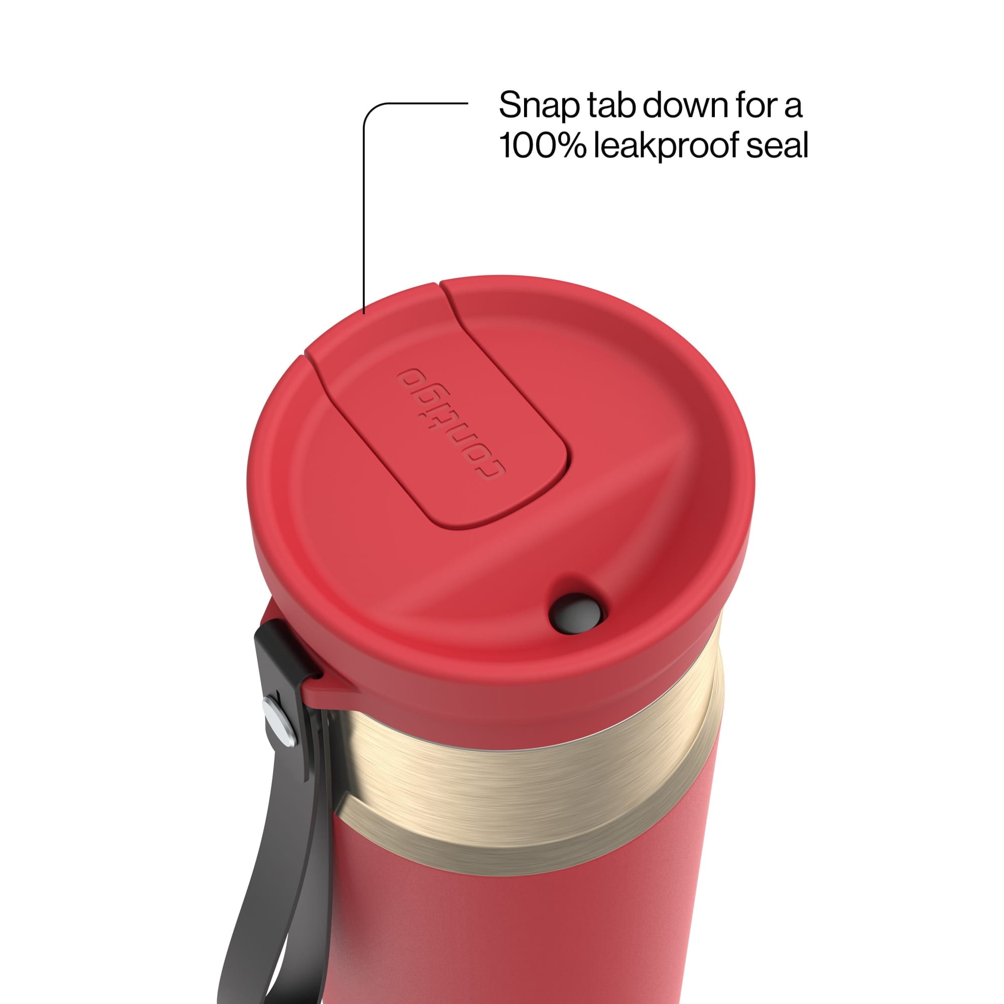 Contigo SnapSeal Leakproof Stainless Steel Reusable Water Bottle with Carrying Strap, Dark Blue/Bronze, 24 oz