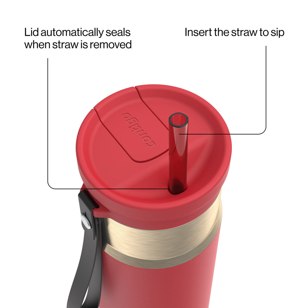 Contigo SnapSeal Leakproof Stainless Steel Reusable Water Bottle with Carrying Strap, Dark Blue/Bronze, 24 oz