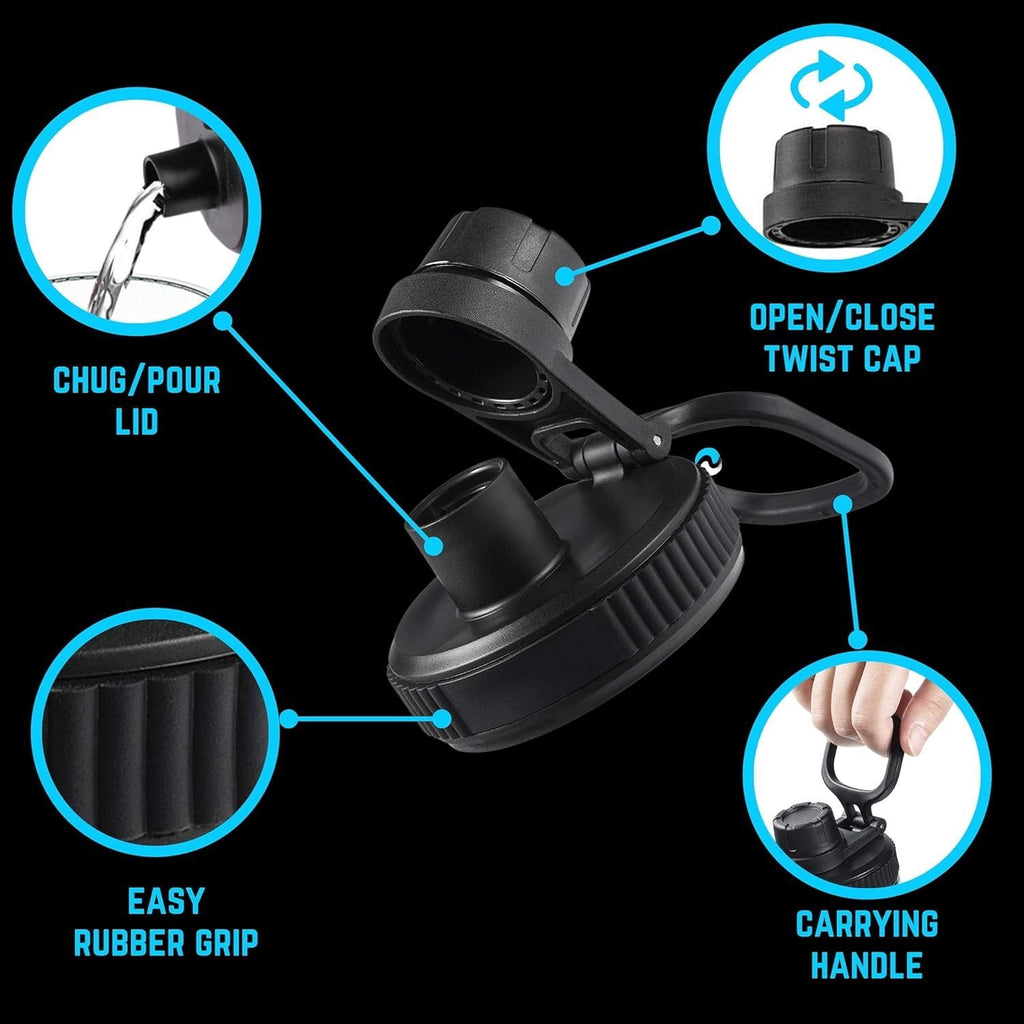 Hydraflow Wide Mouth Spout Twist Chug Nalgene Replacement Lid | Compatible with Nalgene 32 oz Wide Mouth Lid, Hydroflask &amp; Many  Top Water Bottle Brands Sizes 12 16 18 20 32 40 64 Oz