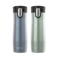 Contigo AUTOSEAL West Loop Vacuum-Insulated Stainless Steel Travel Mug with Easy-Clean Lid, 20 oz, Crystal Lakeside &amp; Crystal Agave, 2-Pack