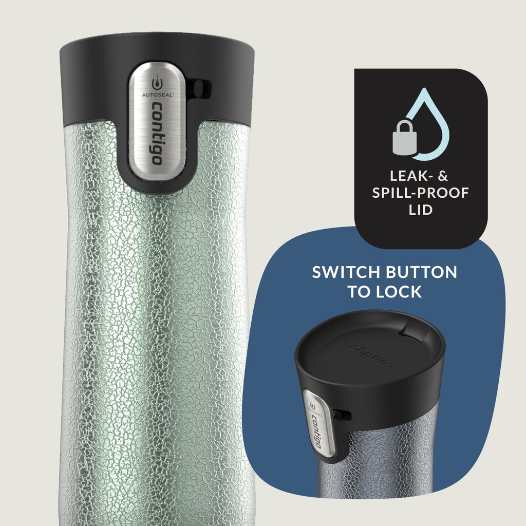Contigo AUTOSEAL West Loop Vacuum-Insulated Stainless Steel Travel Mug with Easy-Clean Lid, 20 oz, Crystal Lakeside &amp; Crystal Agave, 2-Pack