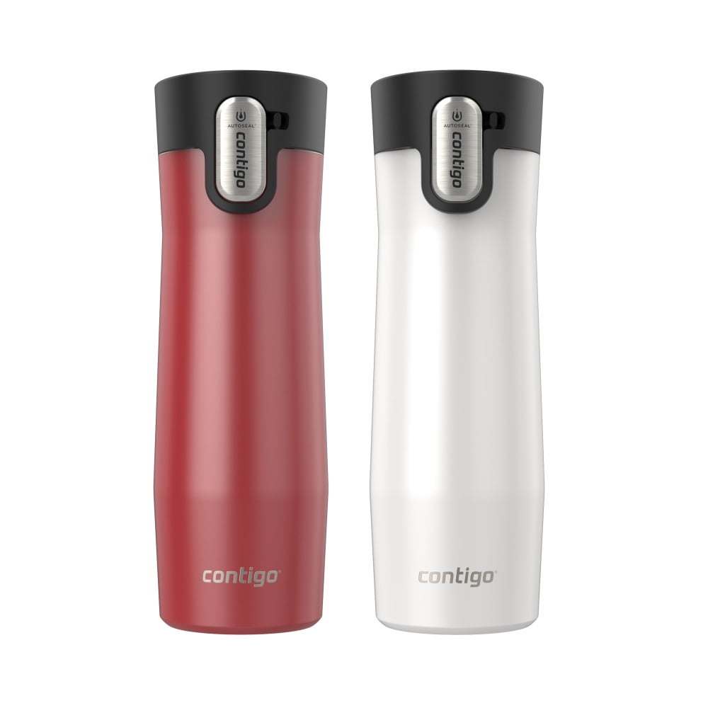 Contigo AUTOSEAL West Loop Vacuum-Insulated Stainless Steel Travel Mug with Easy-Clean Lid, 20 oz, Crystal Lakeside &amp; Crystal Agave, 2-Pack