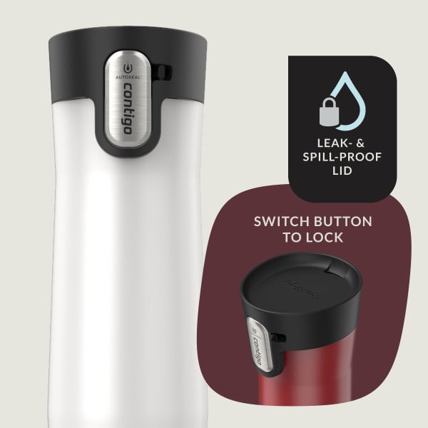Contigo AUTOSEAL West Loop Vacuum-Insulated Stainless Steel Travel Mug with Easy-Clean Lid, 20 oz, Crystal Lakeside &amp; Crystal Agave, 2-Pack