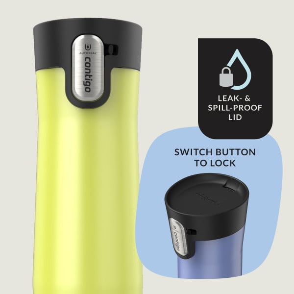 Contigo AUTOSEAL West Loop Vacuum-Insulated Stainless Steel Travel Mug with Easy-Clean Lid, 20 oz, Crystal Lakeside &amp; Crystal Agave, 2-Pack