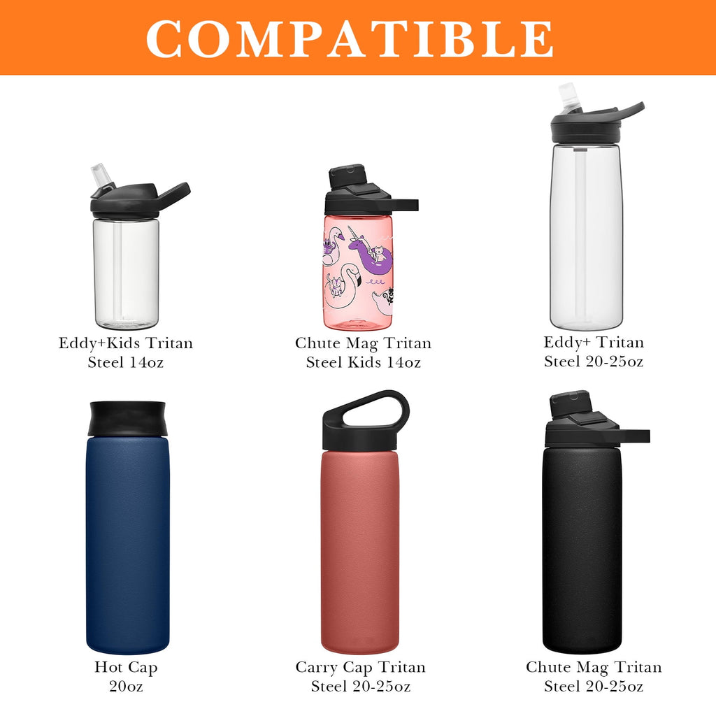 Linkidea 2 Pack Water Bottle Boot Compatible with CamelBak Eddy+20oz/25oz, Chute Mag 20oz/25oz, Carry Cap, Silicone Anti-Slip Bottle Bottom Bumper Protector (Orange)