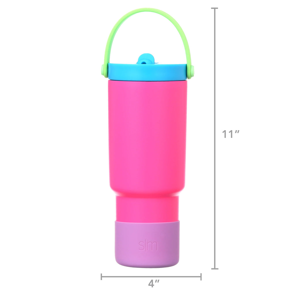 Simple Modern 24 fl oz Insulated Stainless Steel Trek Pivot Tumbler with Straw Lid and Top Handle|Seaside Blue