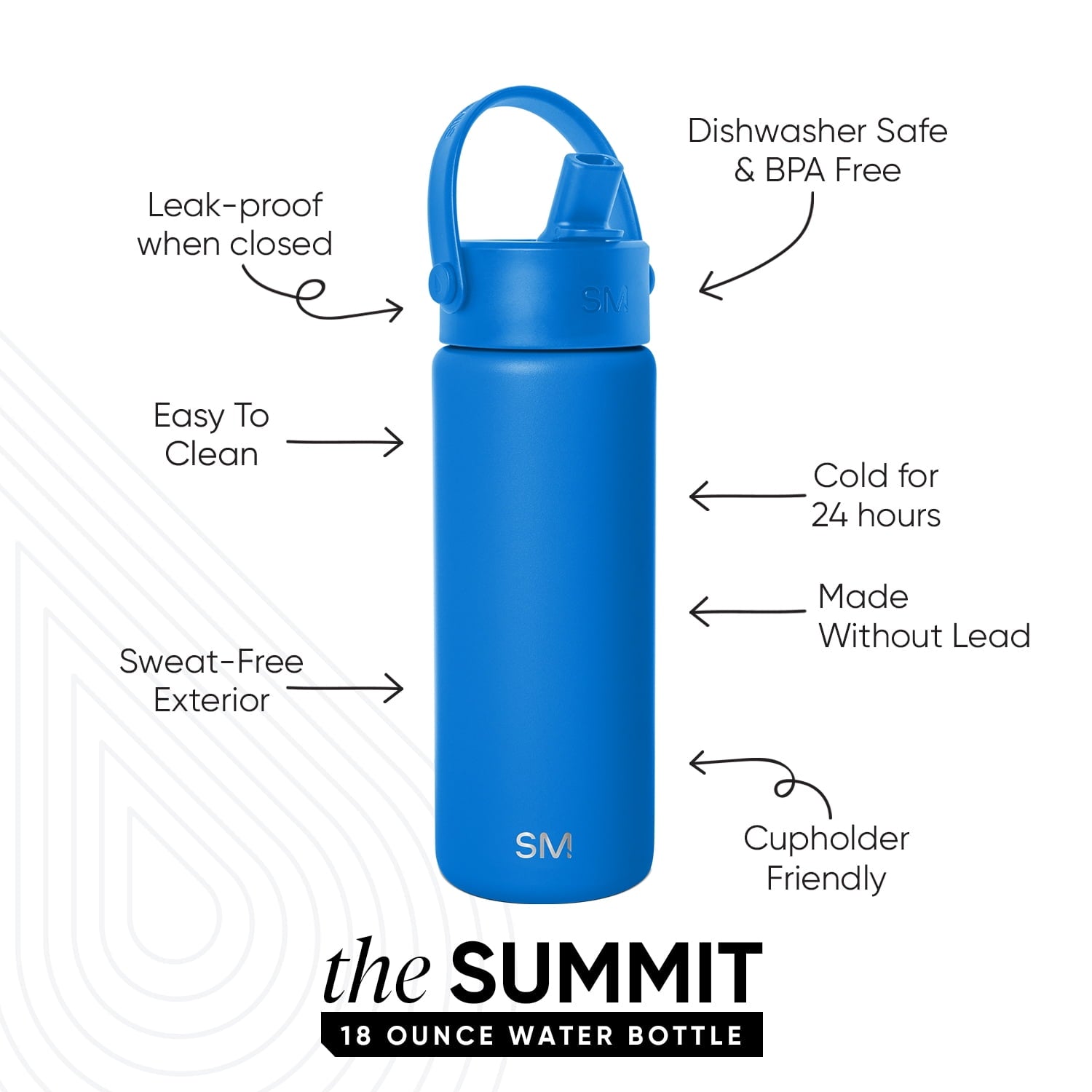 Simple Modern 18 fl oz Insulated Stainless Steel Summit Wide Mouth Water Bottle with Handle and Straw Lid|Black and White Checkmate