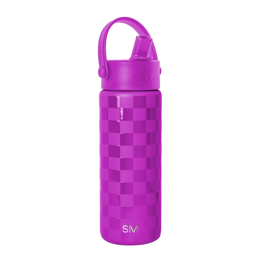 Simple Modern 18 fl oz Insulated Stainless Steel Summit Wide Mouth Water Bottle with Handle and Straw Lid|Black and White Checkmate