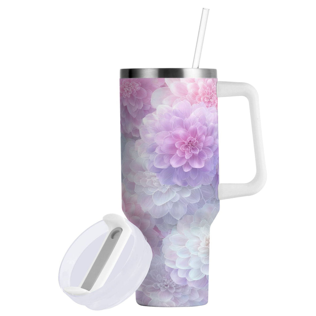 30 oz Insulated Stainless Steel Tumbler Double Wall Stainless Steel Tumbler with 2-Way Drinking Cute Pastel Watercolor Floral