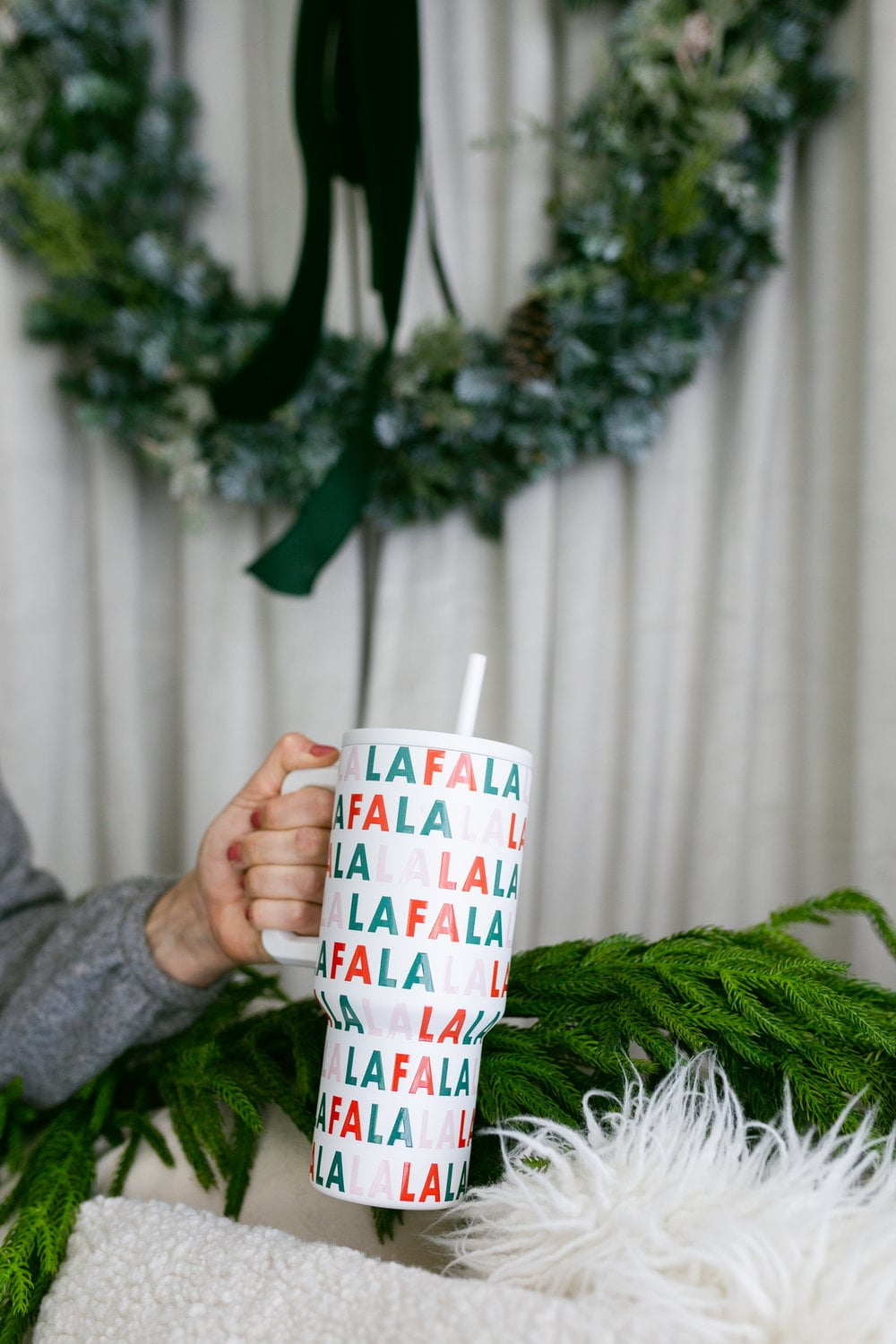 Simple Modern 30 fl oz Insulated Stainless Steel Trek Tumbler with Straw Lid | Seaglass Sage and Cream Checkmate