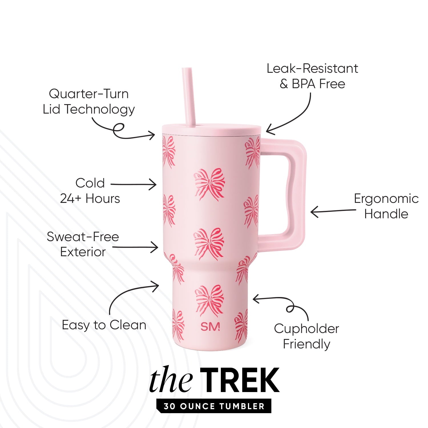 Simple Modern 30 fl oz Insulated Stainless Steel Trek Tumbler with Straw Lid | Seaglass Sage and Cream Checkmate