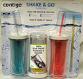 Contigo Shake &amp; Go Plastic Tumblers - Set of 3 (Pink Blue &amp; Clear)