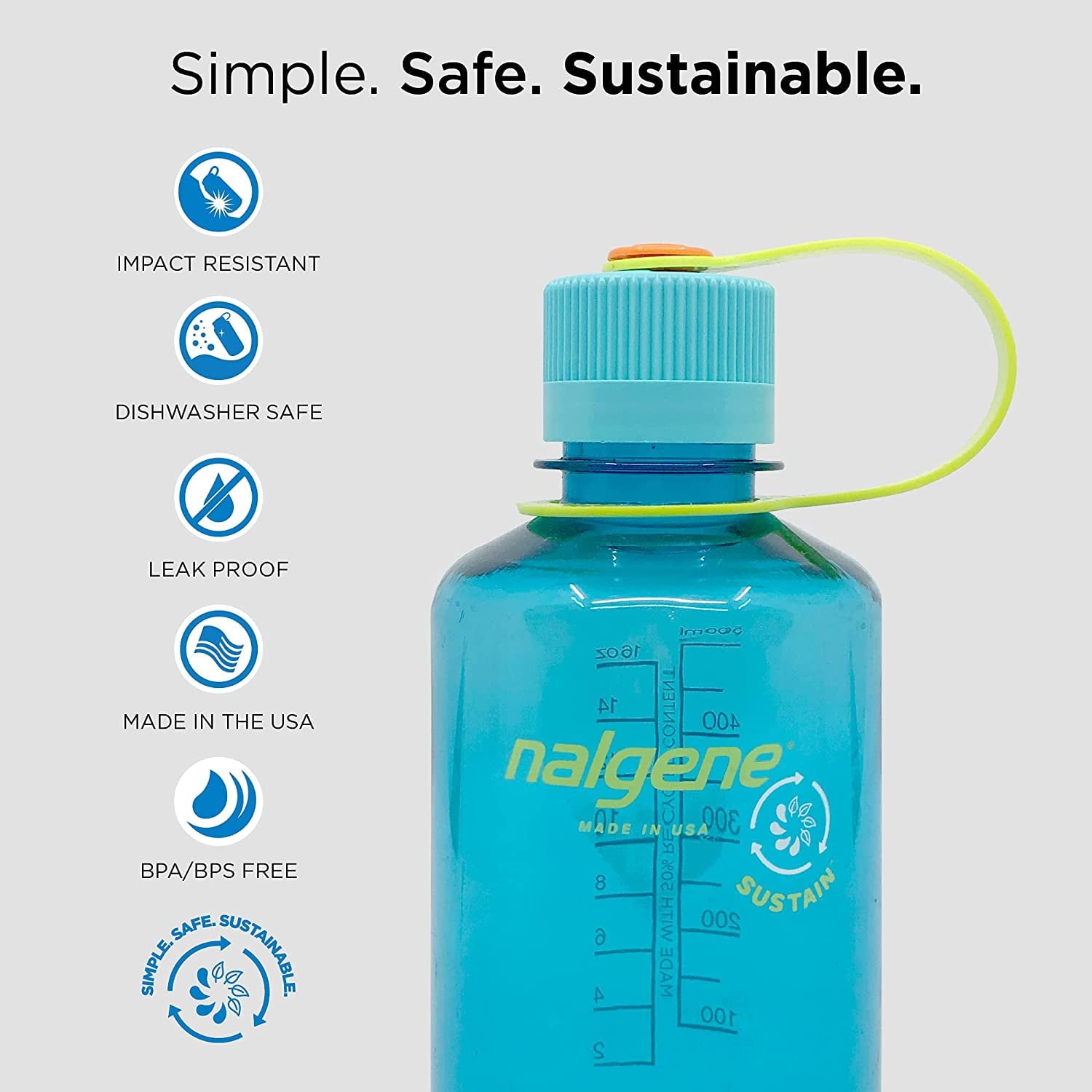 Nalgene Sustain 16 oz. Narrow Mouth Water Bottle - Cornflower Blue