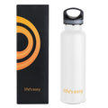 LIFE'S EASY 20 oz. Sports Insulated Water Bottle with Lid. Stainless Steel Vacuum Double Wall Thermo for Modern Hot and Cold Drinks, Simple Metal Hydro Canteen for Travel Men and Women (White)