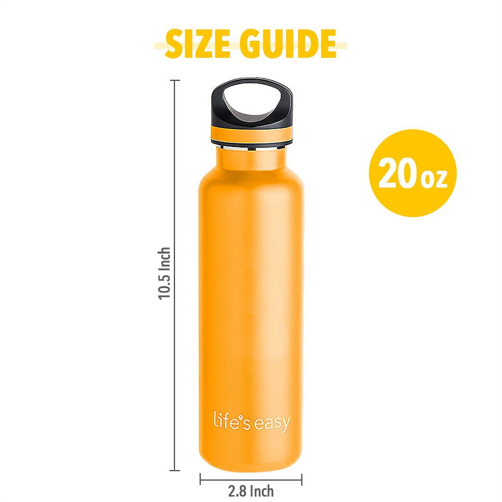 LIFE'S EASY 20 oz. Sports Insulated Water Bottle with Lid. Stainless Steel Vacuum Double Wall Thermo for Modern Hot and Cold Drinks, Simple Metal Hydro Canteen for Travel Men and Women (White)
