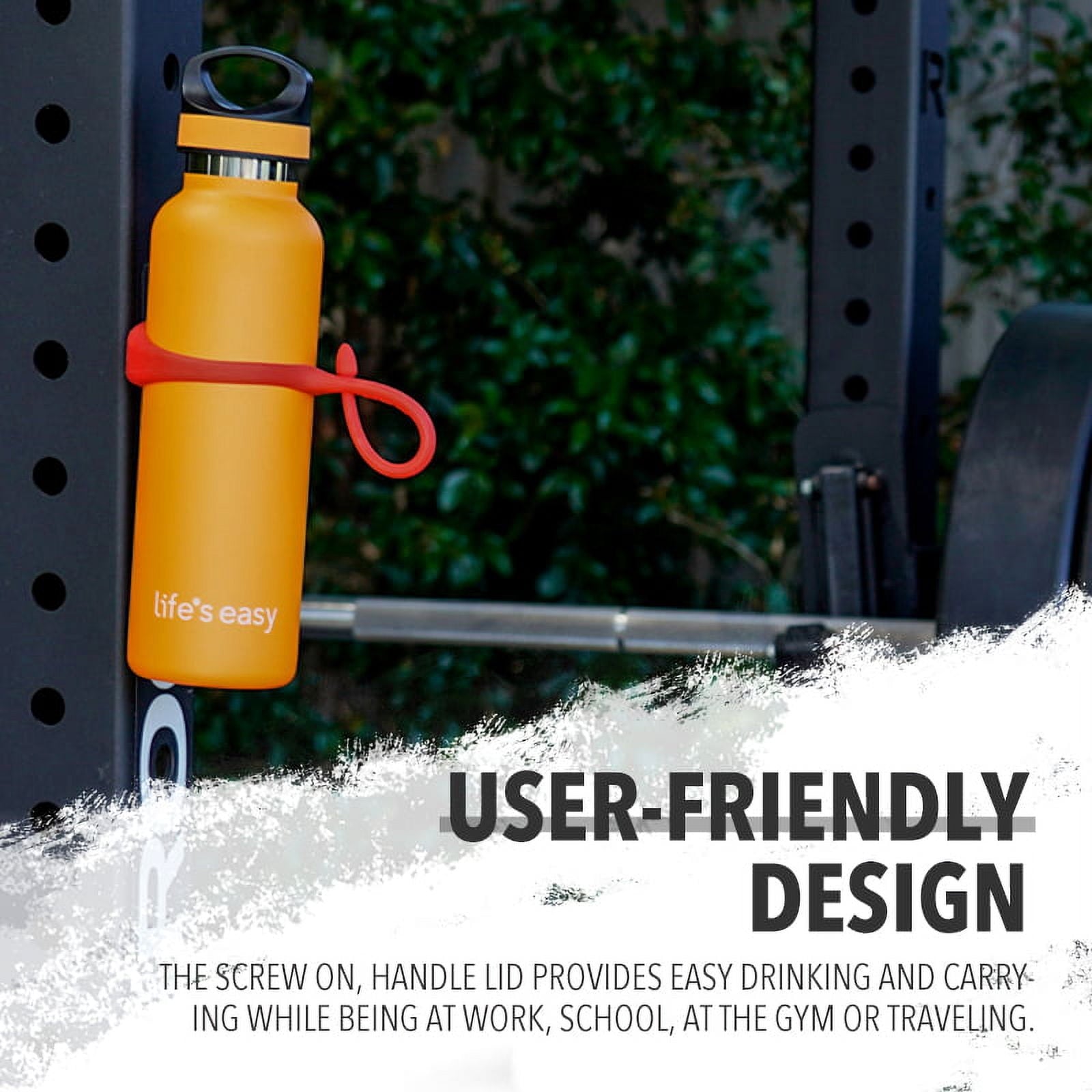 LIFE'S EASY 20 oz. Sports Insulated Water Bottle with Lid. Stainless Steel Vacuum Double Wall Thermo for Modern Hot and Cold Drinks, Simple Metal Hydro Canteen for Travel Men and Women (White)