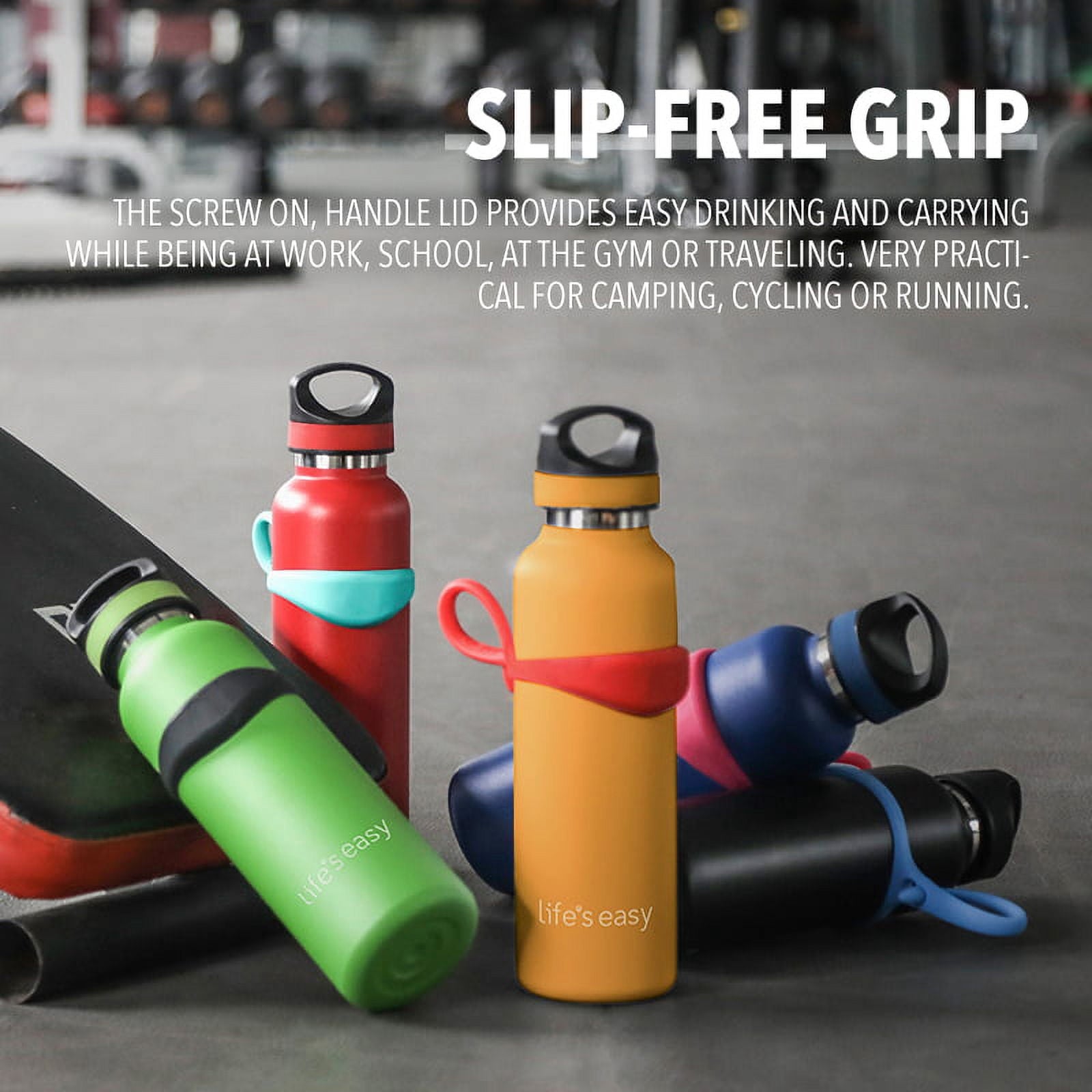 LIFE'S EASY 20 oz. Sports Insulated Water Bottle with Lid. Stainless Steel Vacuum Double Wall Thermo for Modern Hot and Cold Drinks, Simple Metal Hydro Canteen for Travel Men and Women (White)