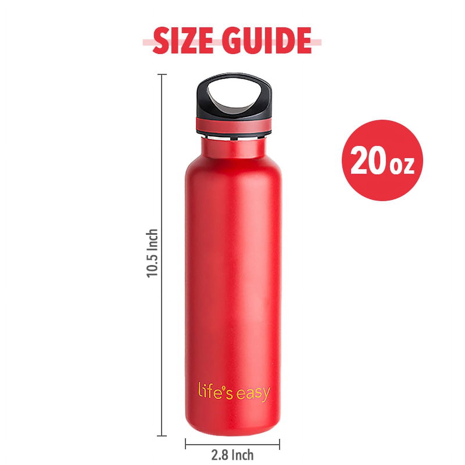 LIFE'S EASY 20 oz. Sports Insulated Water Bottle with Lid. Stainless Steel Vacuum Double Wall Thermo for Modern Hot and Cold Drinks, Simple Metal Hydro Canteen for Travel Men and Women (White)