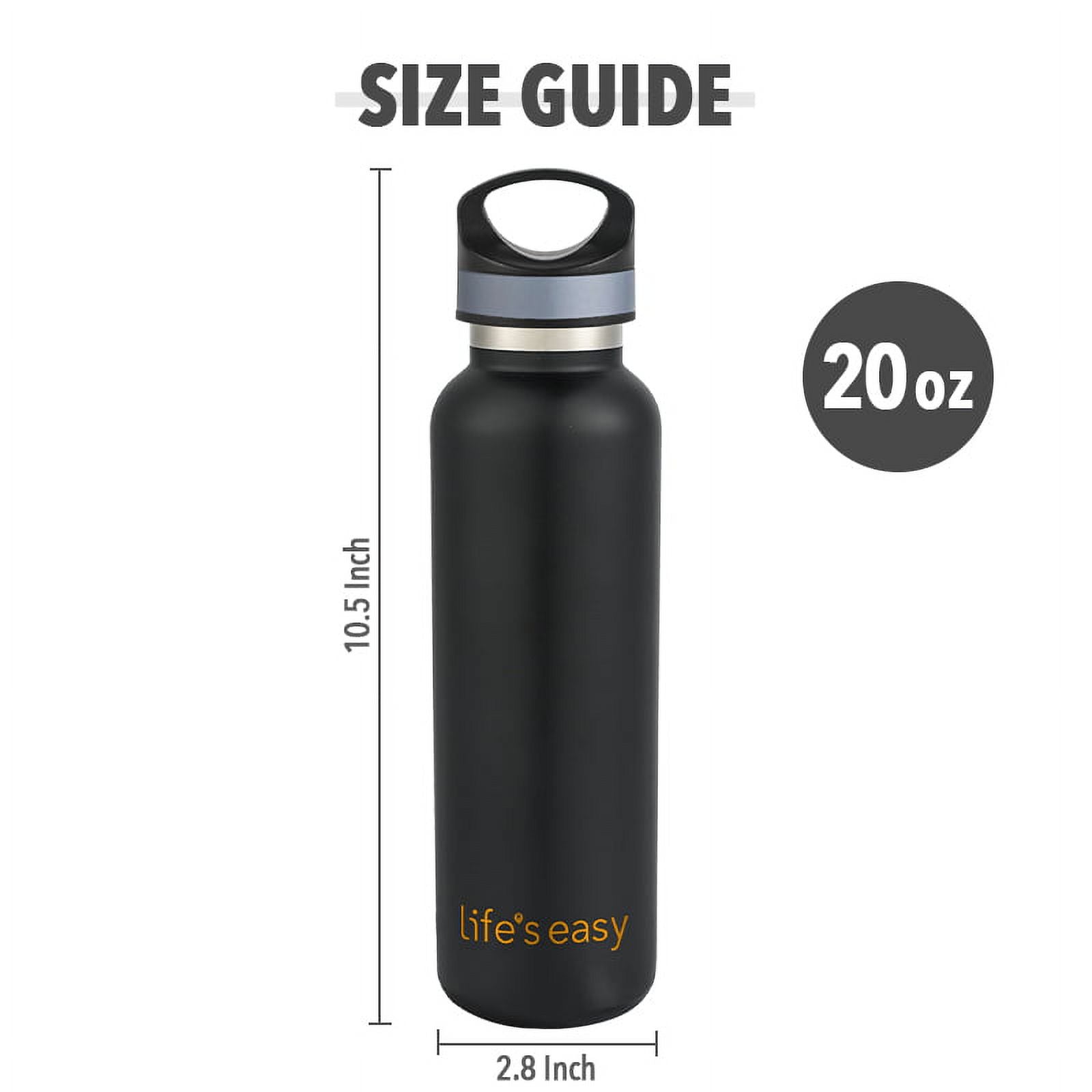 LIFE'S EASY 20 oz. Sports Insulated Water Bottle with Lid. Stainless Steel Vacuum Double Wall Thermo for Modern Hot and Cold Drinks, Simple Metal Hydro Canteen for Travel Men and Women (White)