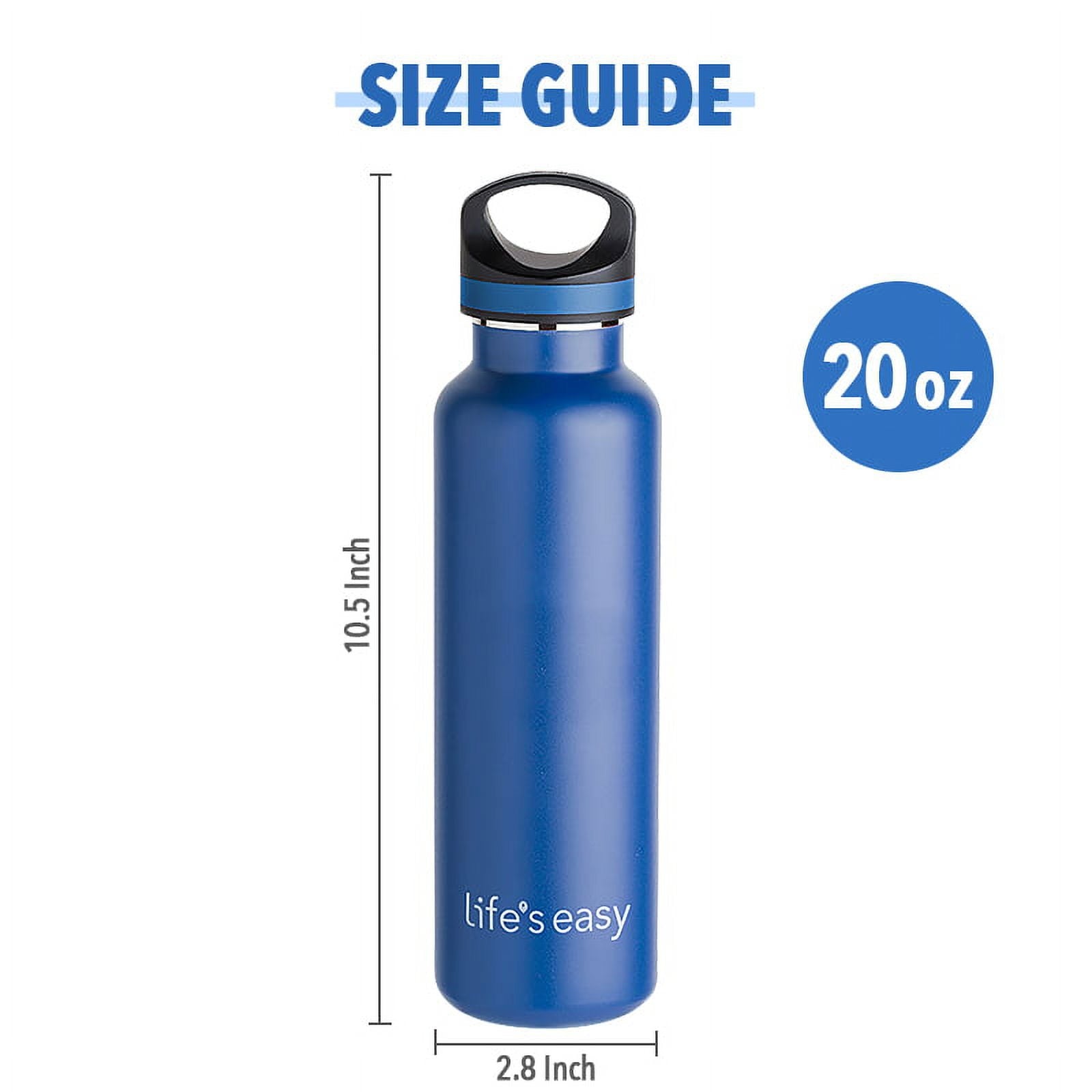 LIFE'S EASY 20 oz. Sports Insulated Water Bottle with Lid. Stainless Steel Vacuum Double Wall Thermo for Modern Hot and Cold Drinks, Simple Metal Hydro Canteen for Travel Men and Women (White)