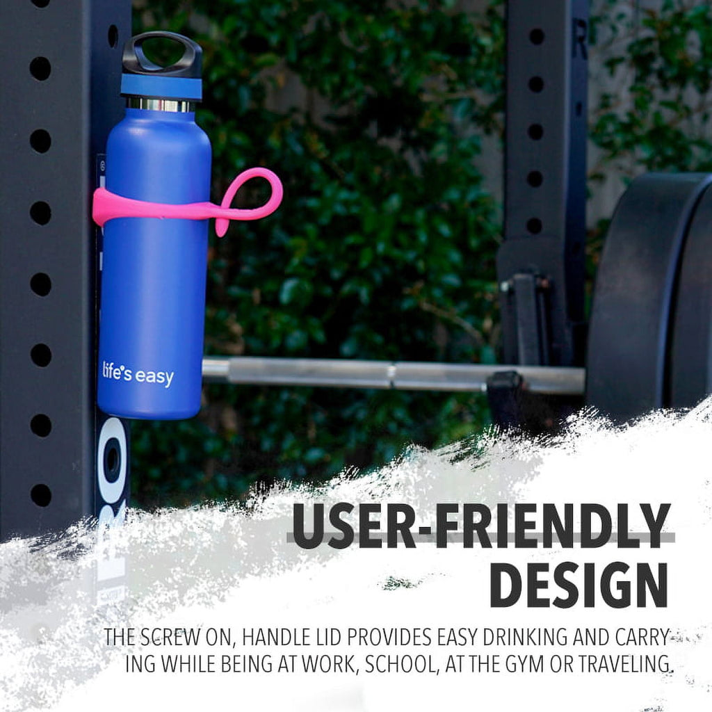 LIFE'S EASY 20 oz. Sports Insulated Water Bottle with Lid. Stainless Steel Vacuum Double Wall Thermo for Modern Hot and Cold Drinks, Simple Metal Hydro Canteen for Travel Men and Women (White)