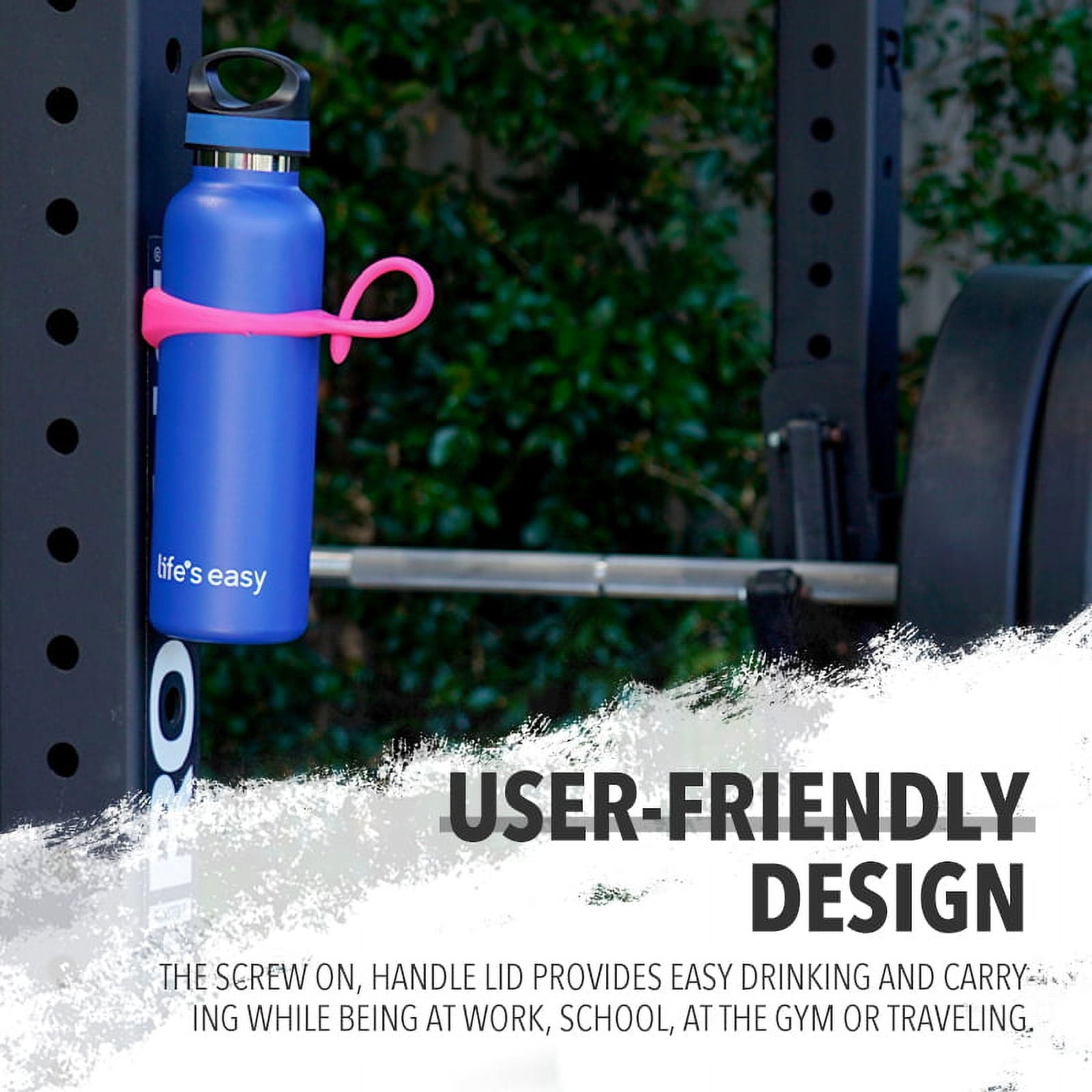LIFE'S EASY 20 oz. Sports Insulated Water Bottle with Lid. Stainless Steel Vacuum Double Wall Thermo for Modern Hot and Cold Drinks, Simple Metal Hydro Canteen for Travel Men and Women (White)