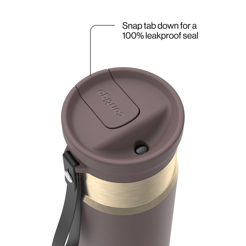 Contigo SnapSeal 16 oz Leakproof Stainless Steel Water Bottle with Carrying Strap