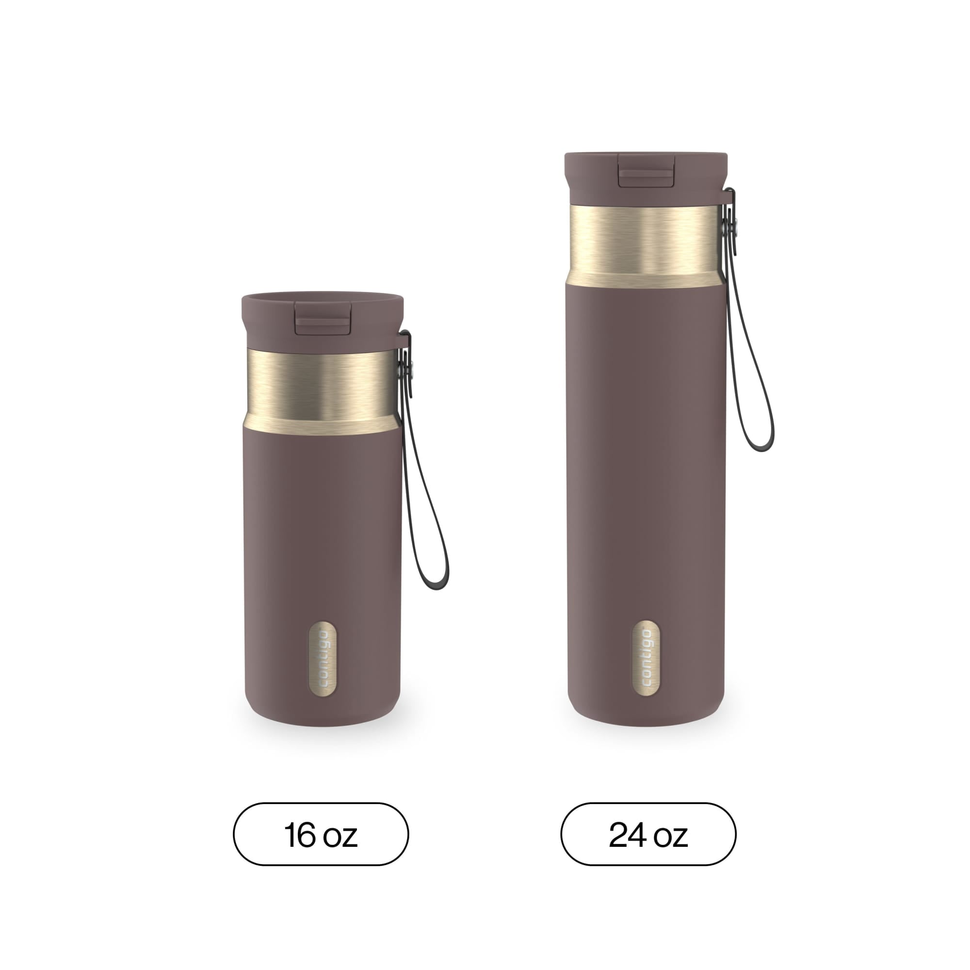Contigo SnapSeal 16 oz Leakproof Stainless Steel Water Bottle with Carrying Strap