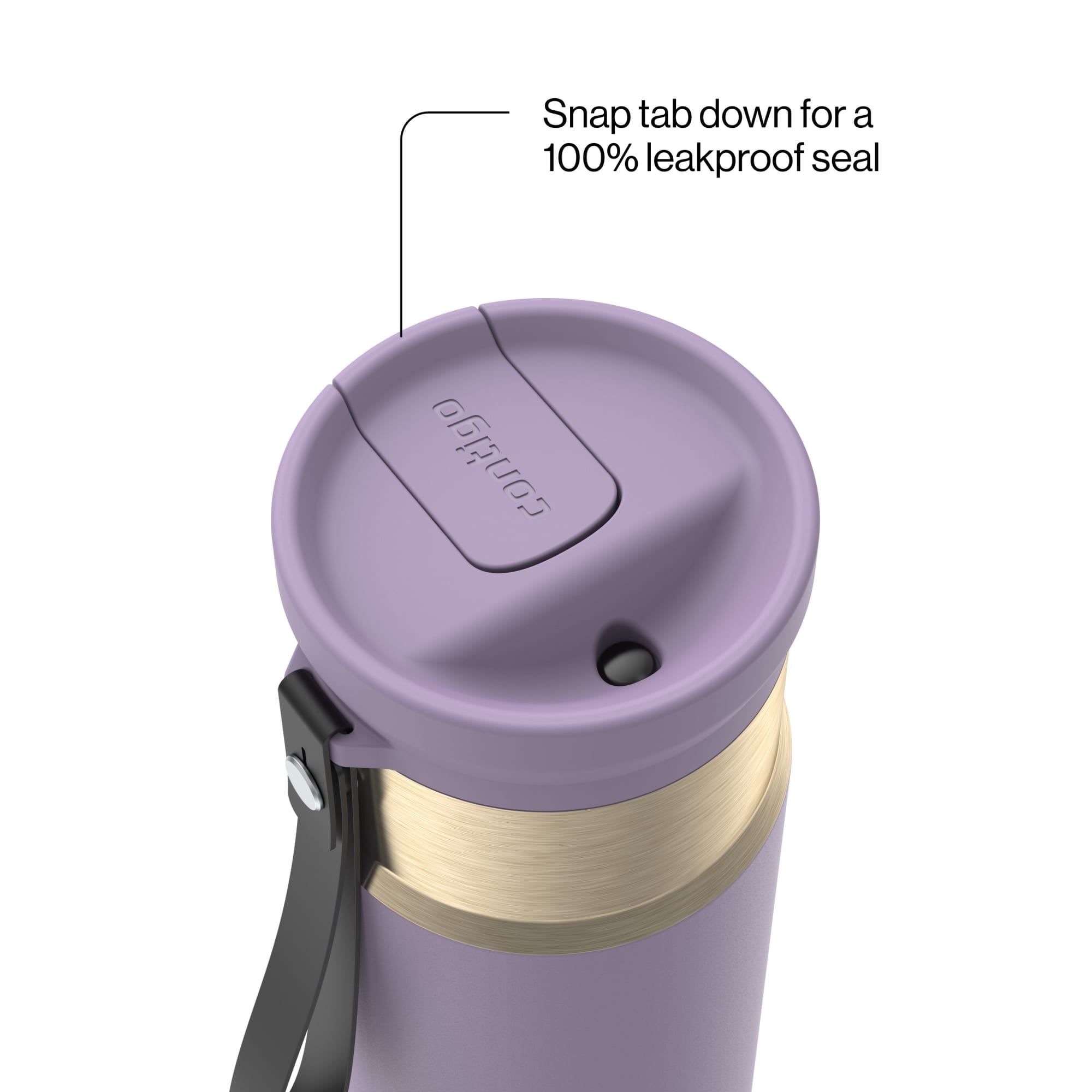 Contigo SnapSeal 16 oz Leakproof Stainless Steel Water Bottle with Carrying Strap