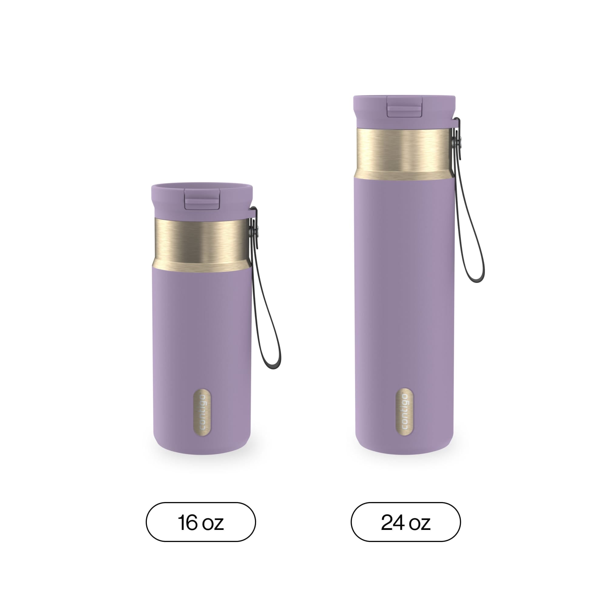 Contigo SnapSeal 16 oz Leakproof Stainless Steel Water Bottle with Carrying Strap