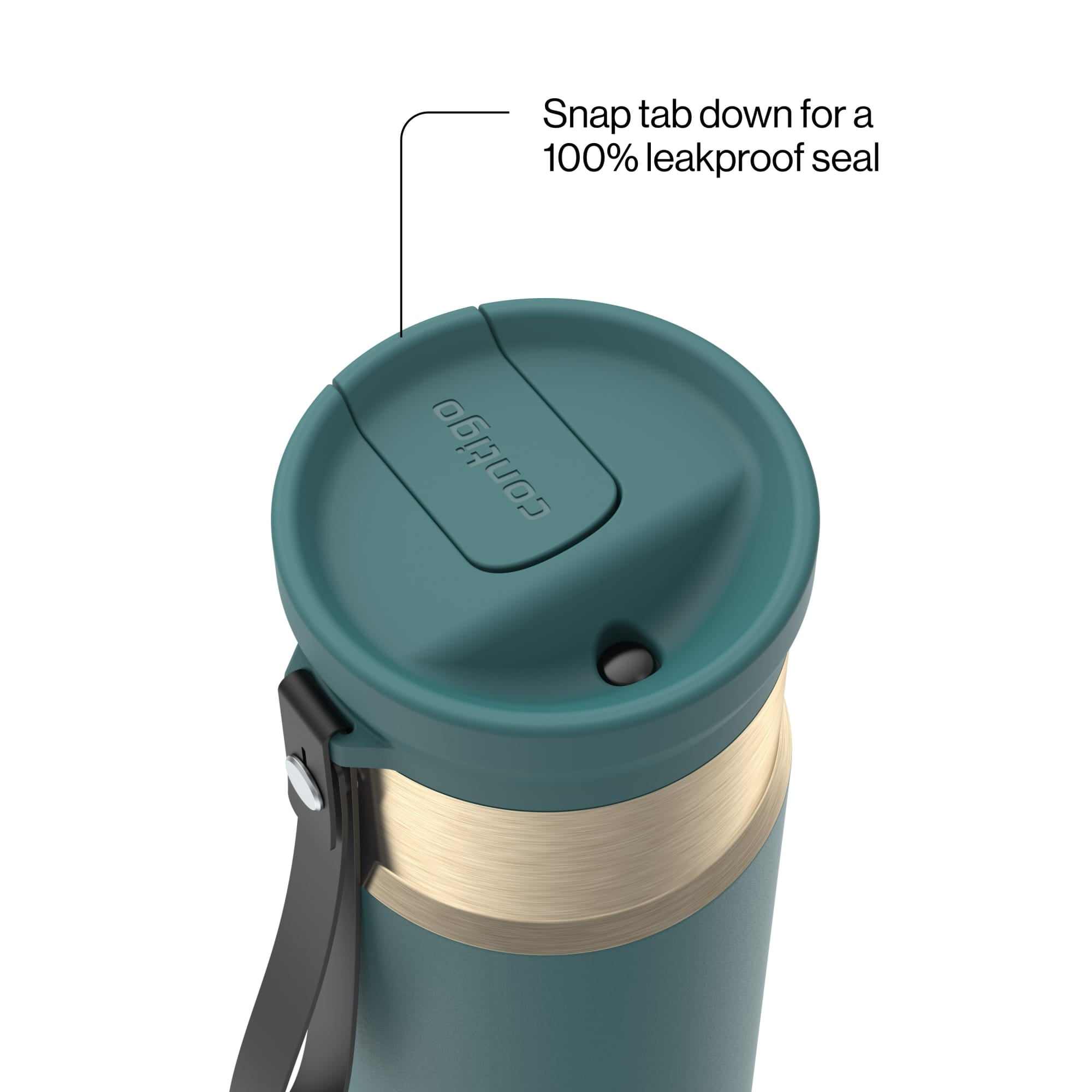 Contigo SnapSeal 16 oz Leakproof Stainless Steel Water Bottle with Carrying Strap