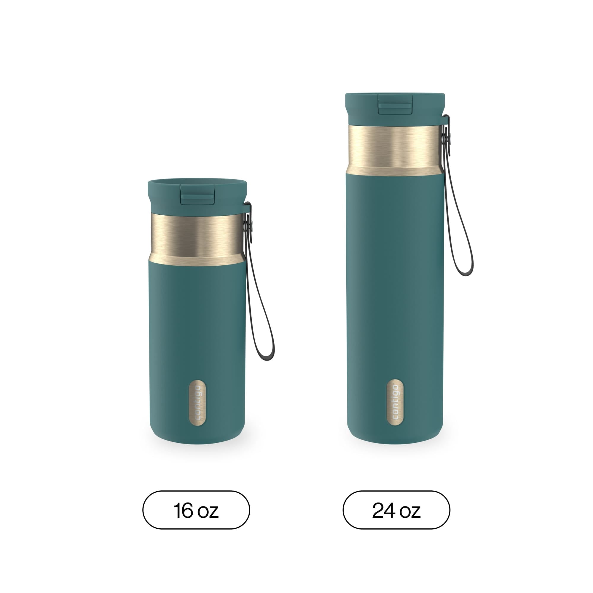 Contigo SnapSeal 16 oz Leakproof Stainless Steel Water Bottle with Carrying Strap