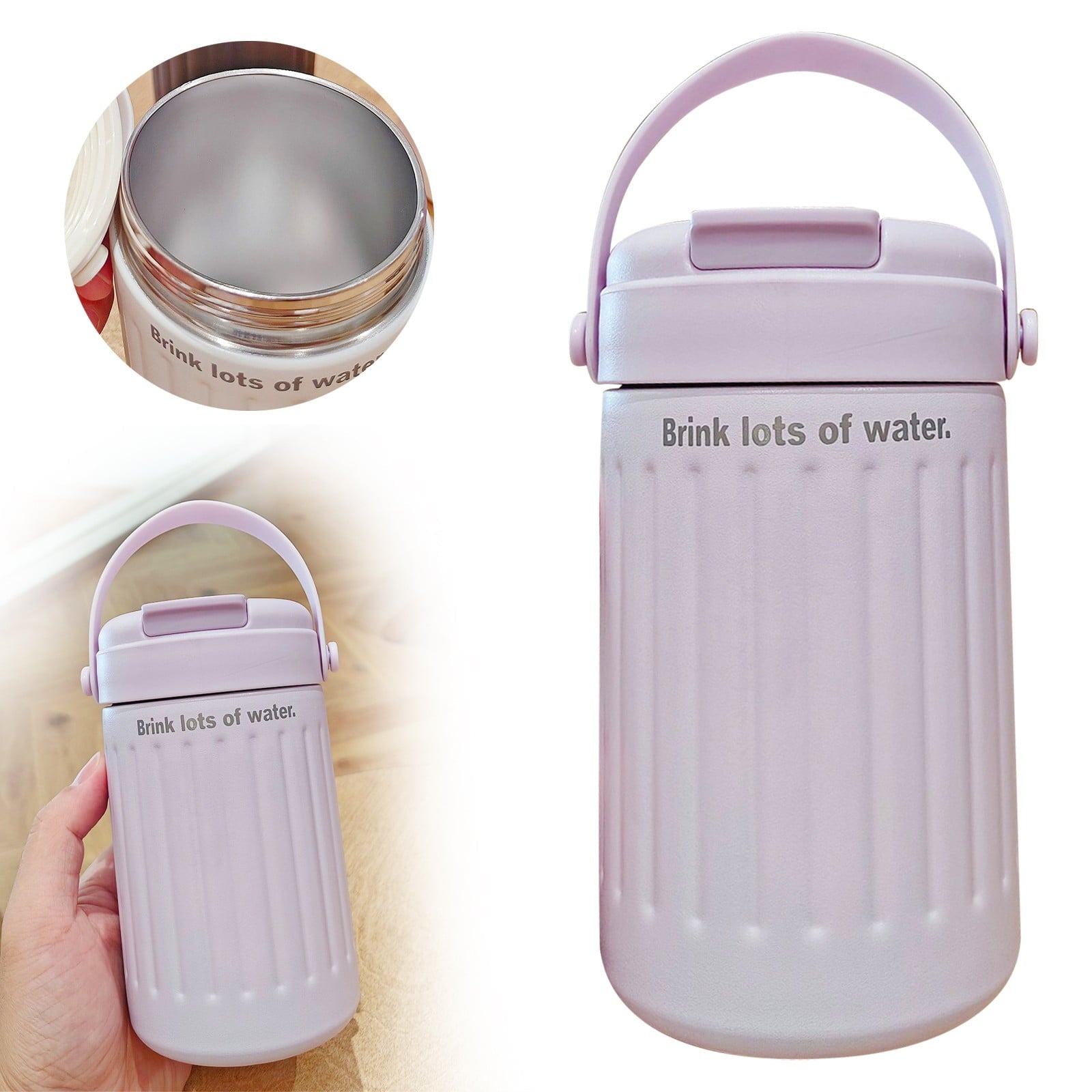 BinKFF Simple Modern Travel Coffee Mug, Insulated Coffee Tumblers with Lid, Double Walled Iced Travel Coffee Mug for Woman and Man Stainless Steel Tumbler with Handle