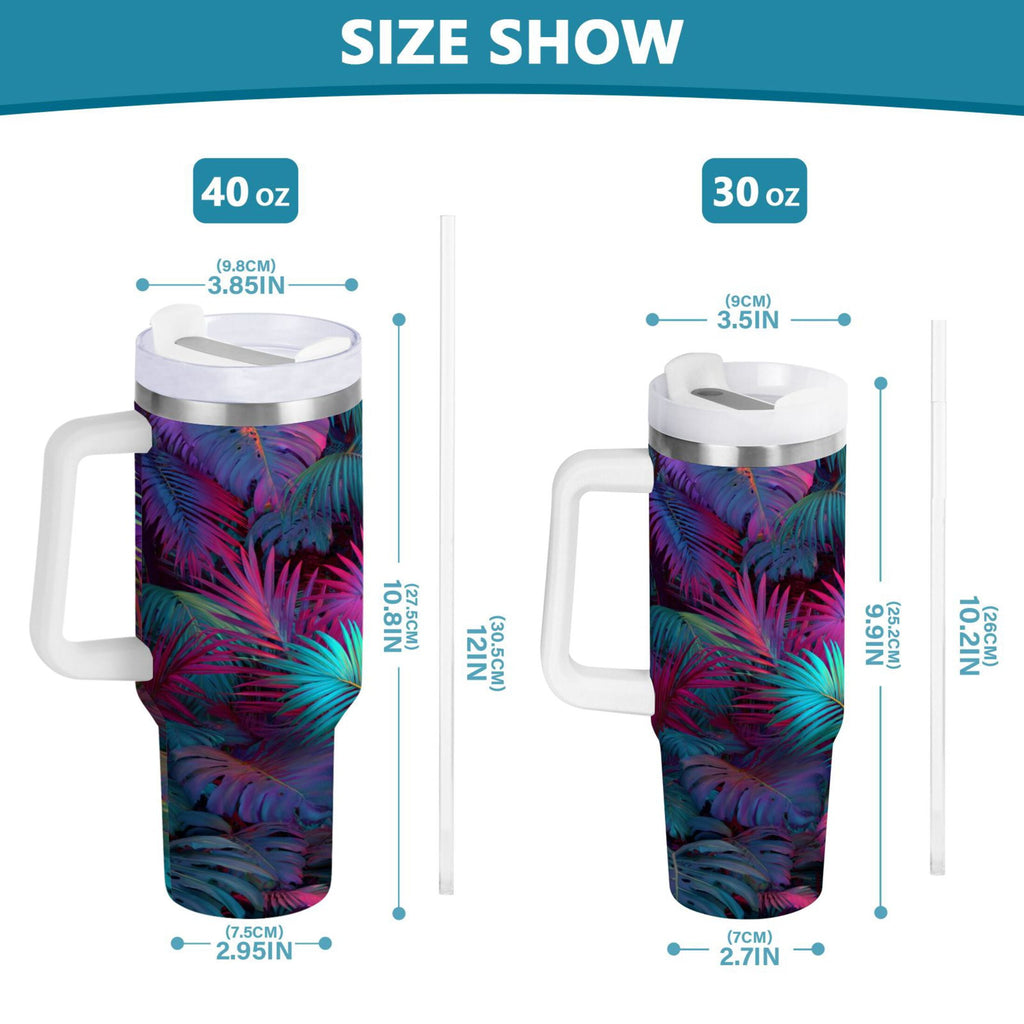 30 oz Insulated Stainless Steel Tumbler Double Wall Stainless Steel Tumbler with 2-Way Drinking Vibrant and Shimmering Jungle