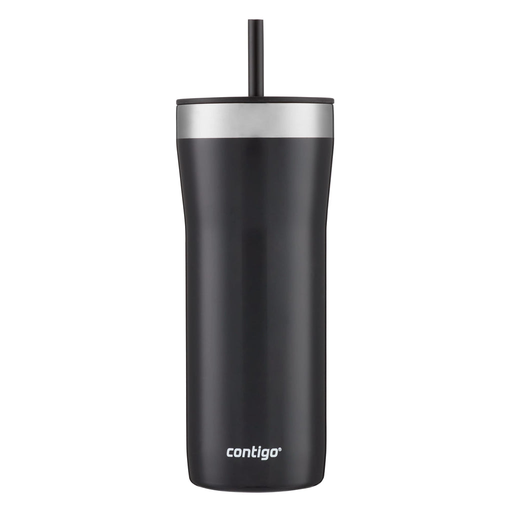 Contigo Streeterville Stainless Steel Tumbler with Plastic Straw and Splash-Proof Lid, Licorice, 32 fl. oz