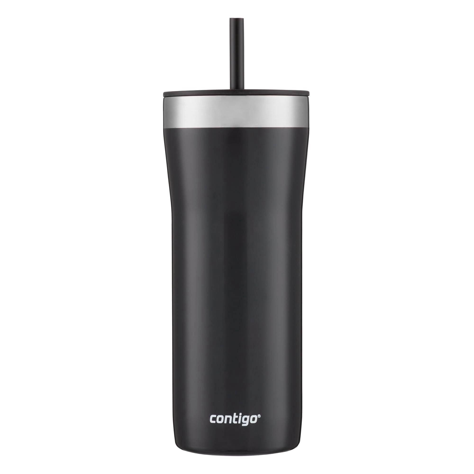 Contigo Streeterville Stainless Steel Tumbler with Plastic Straw and Splash-Proof Lid, Licorice, 32 fl. oz