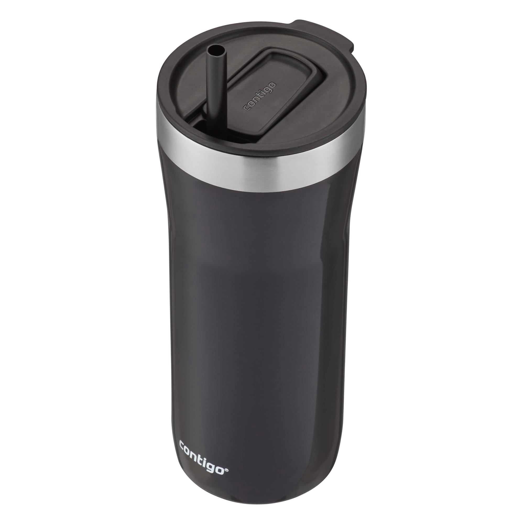 Contigo Streeterville Stainless Steel Tumbler with Plastic Straw and Splash-Proof Lid, Licorice, 32 fl. oz