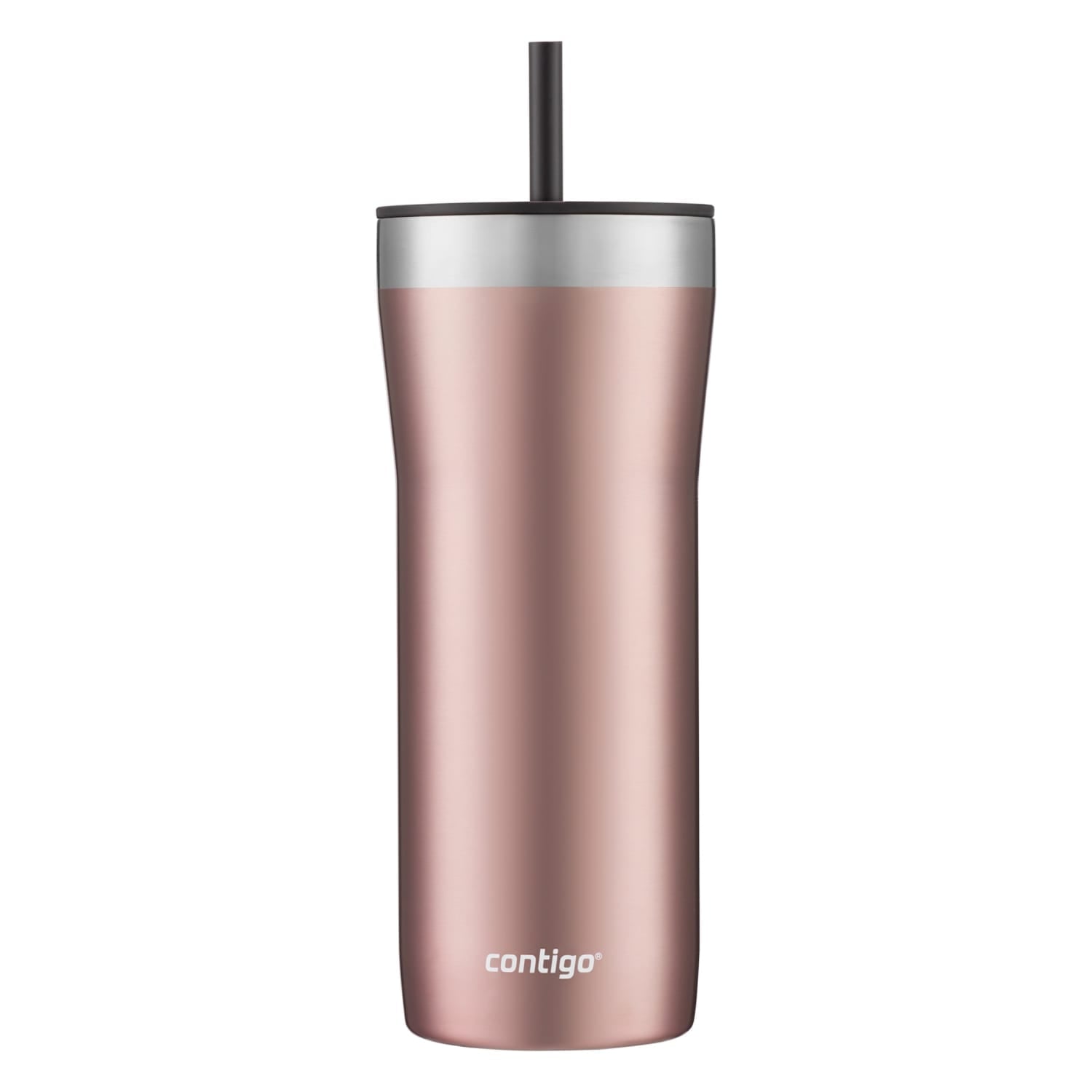 Contigo Streeterville Stainless Steel Tumbler with Plastic Straw and Splash-Proof Lid, Licorice, 32 fl. oz
