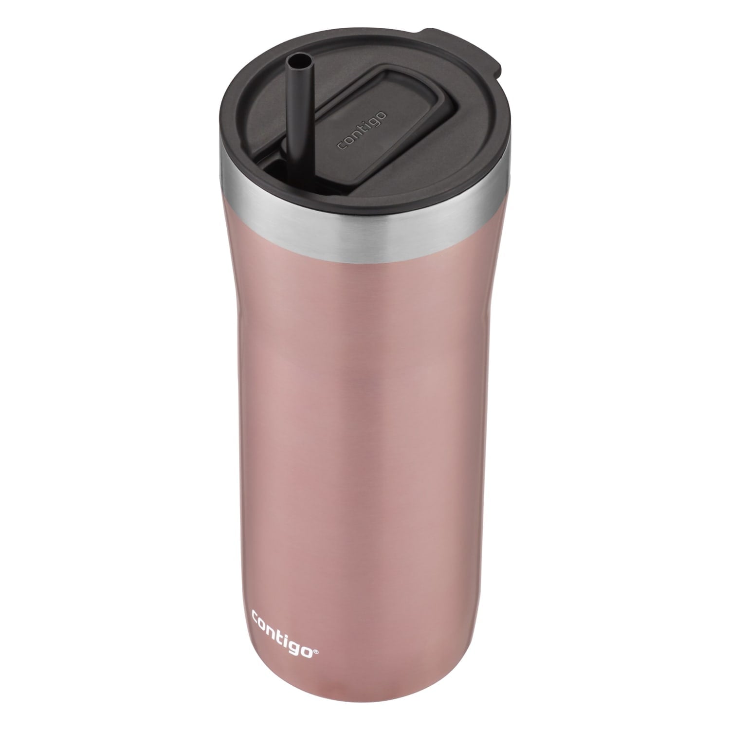 Contigo Streeterville Stainless Steel Tumbler with Plastic Straw and Splash-Proof Lid, Licorice, 32 fl. oz